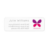 Moderne BUTTERFLY Blossom Logo. Violet Roze . Etiket (Voorkant)
