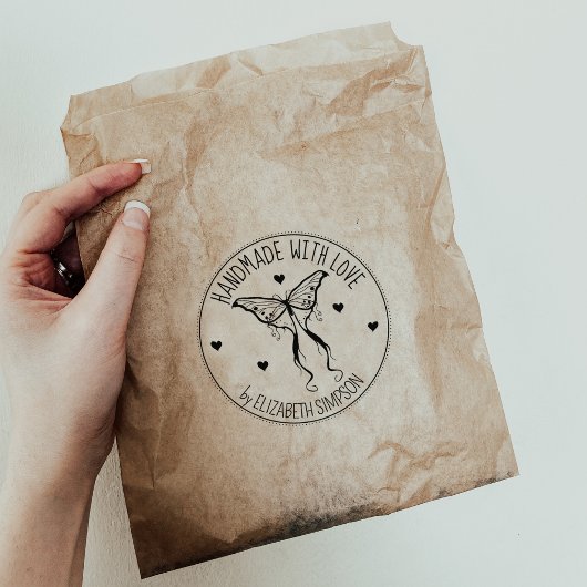 Moderne Butterfly Custom Handmade with love, Rubberstempel