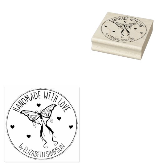 Moderne Butterfly Custom Handmade with love, Rubberstempel (Gestempeld)