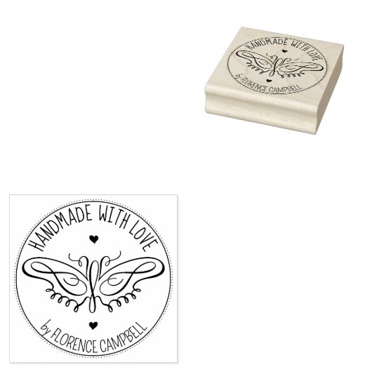 Moderne Butterfly Custom Handmade with love, Rubberstempel (Gestempeld)