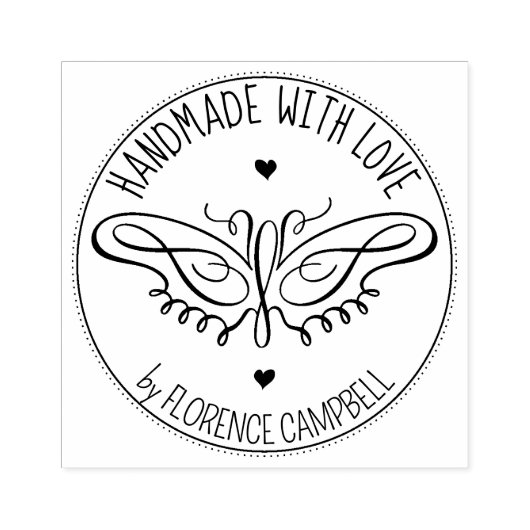 Moderne Butterfly Custom Handmade with love, Rubberstempel (Afrduk)