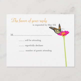 Moderne Butterfly RSVP-kaart - Kleur RSVP Kaartje