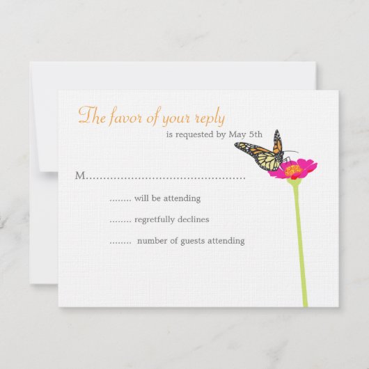 Moderne Butterfly RSVP-kaart - Kleur RSVP Kaartje (Voorkant)