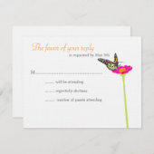 Moderne Butterfly RSVP-kaart - Kleur RSVP Kaartje (Voorkant / Achterkant)