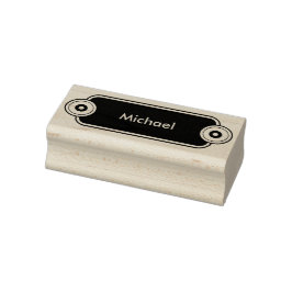 Moderne Button met Ringen zwart + jouw naam Rubberstempel