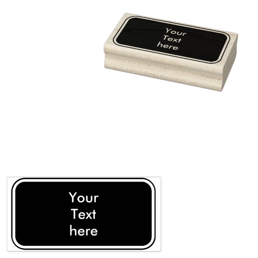 Moderne Button Rechthoek met lijst + jouw naam Rubberstempel (Gestempeld)