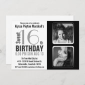 Moderne BW 2 Foto Sweet 16 Party Invite Kaart (Voorkant / Achterkant)