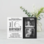 Moderne BW 2 Foto Sweet 16 Party Invite Kaart (Staand voorkant)