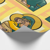 Moderne Byzantijnse Maagd Maria en Kind Religieus Cadeaupapier