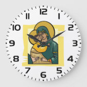 Moderne Byzantijnse Maagd Maria en Kind Religieus Grote Klok (Voorkant)