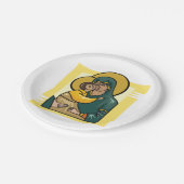 Moderne Byzantijnse Maagd Maria en Kind Religieus Papieren Bordje (Gekanteld)