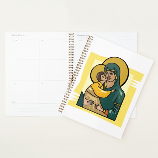 Moderne Byzantijnse Maagd Maria en Kind Religieus Planner (Display)