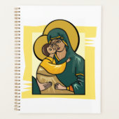 Moderne Byzantijnse Maagd Maria en Kind Religieus Planner (Voorkant)