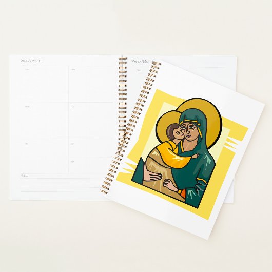 Moderne Byzantijnse Maagd Maria en Kind Religieus Planner