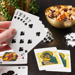 Moderne Byzantijnse Maagd Maria en Kind Religieus Pokerkaarten