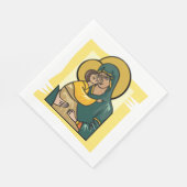 Moderne Byzantijnse Maagd Maria en Kind Religieus Servet (Hoek)