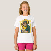 Moderne Byzantijnse Maagd Maria en Kind Religieus T-shirt (Voorkant volledig)