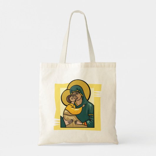 Moderne Byzantijnse Maagd Maria en Kind Religieus Tote Bag (Achterkant)