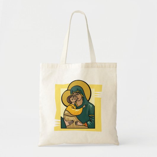 Moderne Byzantijnse Maagd Maria en Kind Religieus Tote Bag (Voorkant)