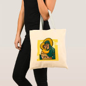 Moderne Byzantijnse Maagd Maria en Kind Religieus Tote Bag
