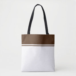Moderne Cacao Brown Top Racing Stripes op Wit Tote Bag