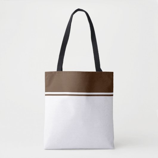 Moderne Cacao Brown Top Racing Stripes op Wit Tote Bag (Voorkant)