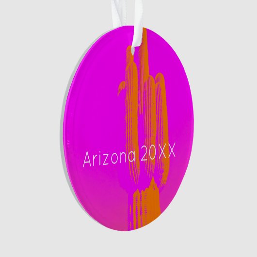 Moderne Cactus Art Aangepaste Tekst Heet Roze Sina Ornament (voorkant)