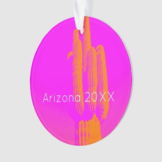 Moderne Cactus Art Aangepaste Tekst Heet Roze Sina Ornament (voorkant)