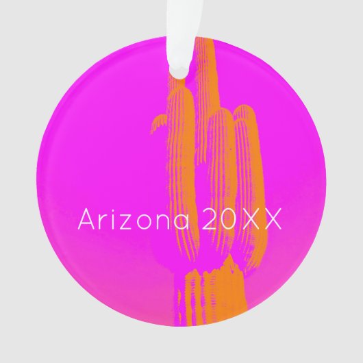 Moderne Cactus Art Aangepaste Tekst Heet Roze Sina Ornament (voorkant)