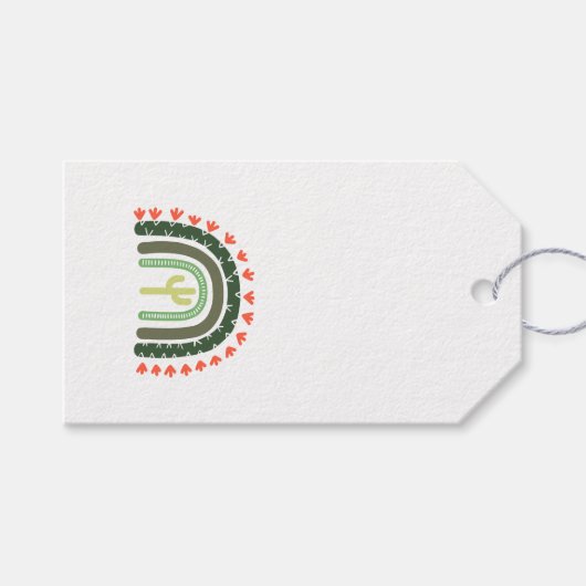 Moderne Cactus Artisan Rainbow Sinaasappel Groen P Cadeaulabel (Voorkant (Horizontaal))