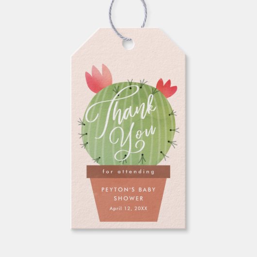 Moderne Cactus Baby Shower Bedank Je Favor Cadeaulabel (Voorkant)
