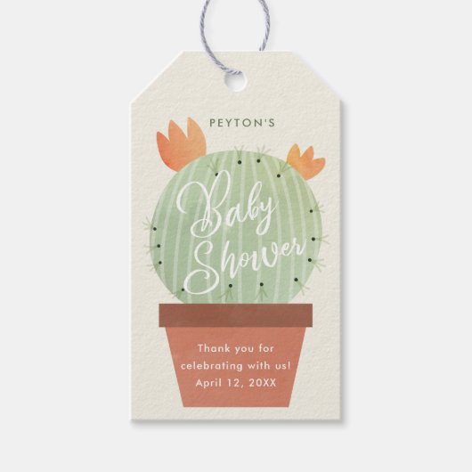 Moderne Cactus Baby Shower Bedank Je Favoriet Cadeaulabel (Voorkant)