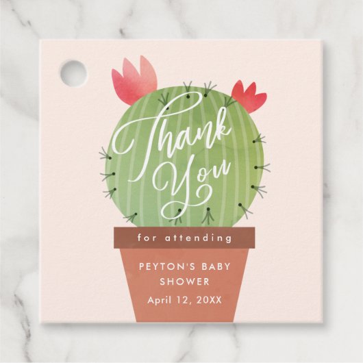 Moderne Cactus Baby Shower Bedankje Bedankjes Labels (Voorkant)