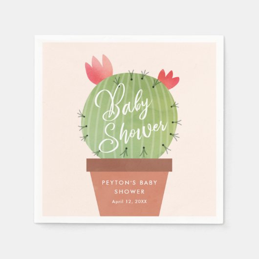 Moderne Cactus Baby Shower Servet (Voorkant)