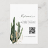 Moderne Cactus Bruiloft Informatie QR Code kaart (Voorkant)