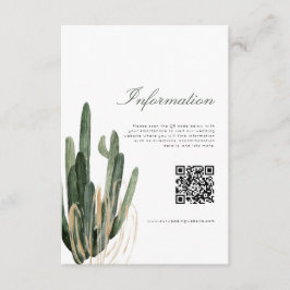Moderne Cactus Bruiloft Informatie QR Code kaart