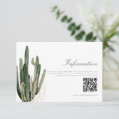 Moderne Cactus Bruiloft Informatie QR Code kaart (Staand voorkant)