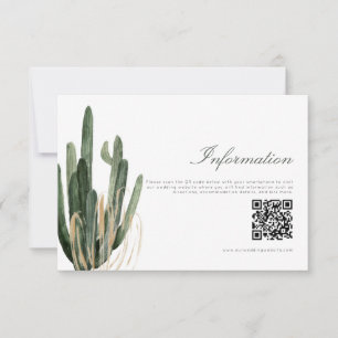 Moderne Cactus Bruiloft Informatie QR Code kaart
