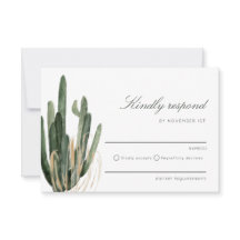 Moderne Cactus bruiloft vriendelijk reageren RSVP-