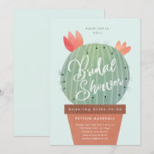 Moderne Cactus Bruiloftsborrel Kaart (Voorkant / Achterkant)