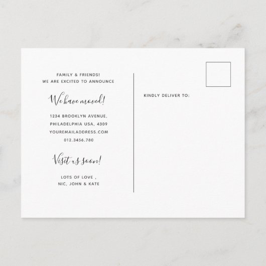 Moderne Cactus Calligraphy We hebben Bewegd Aankondigingskaart (Achterkant)