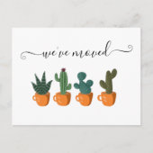Moderne Cactus Calligraphy We hebben Bewegd Aankondigingskaart (Voorkant)