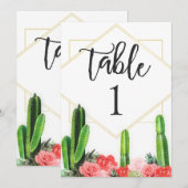 Moderne Cactus en Bloem Tafel Nummerkaart Kaart (Voorkant / Achterkant)