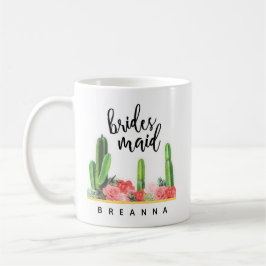 Moderne Cactus en Bloemen Bruidsmeisje Koffie Mok