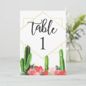 Moderne Cactus- en Bloemtafel Nummerkaart Kaart (Staand voorkant)