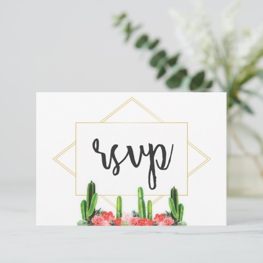 Moderne Cactus en Floral Response Kaart (Staand voorkant)