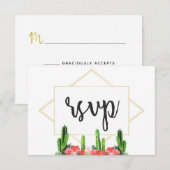 Moderne Cactus en Floral Response Kaart (Voorkant / Achterkant)