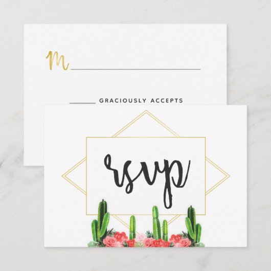 Moderne Cactus en Floral Response Kaart (Voorkant / Achterkant)