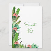 Moderne Cactus Fiesta Sweet 16 Verjaardag Uitnodig Kaart (Achterkant)