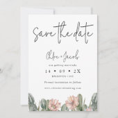 Moderne cactus-fotobruiloft bewaart de datumkaart kaart (Voorkant)